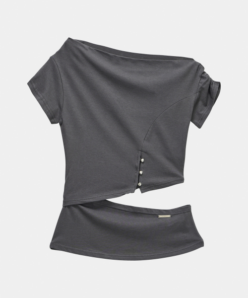 Cut-Out Open Short Sleeve (Dark Gray)