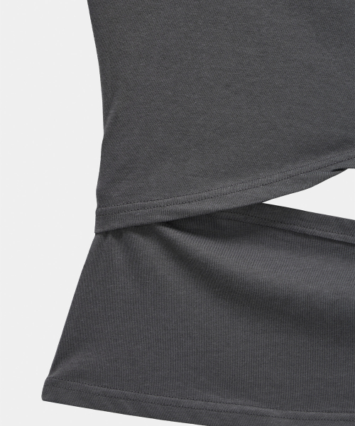 Cut-Out Open Short Sleeve (Dark Gray)