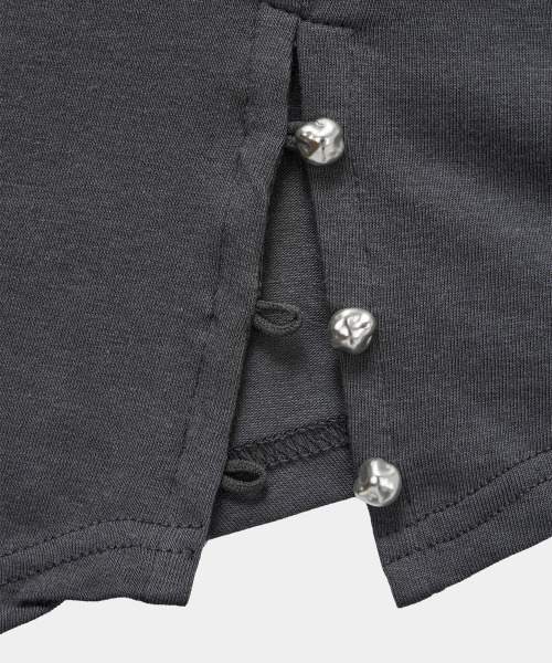 Cut-Out Open Short Sleeve (Dark Gray)