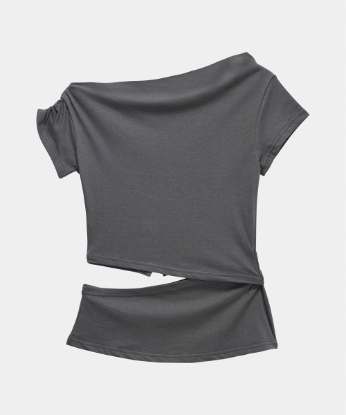 Cut-Out Open Short Sleeve (Dark Gray)