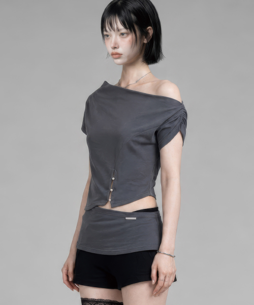Cut-Out Open Short Sleeve (Dark Gray)
