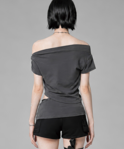 Cut-Out Open Short Sleeve (Dark Gray)