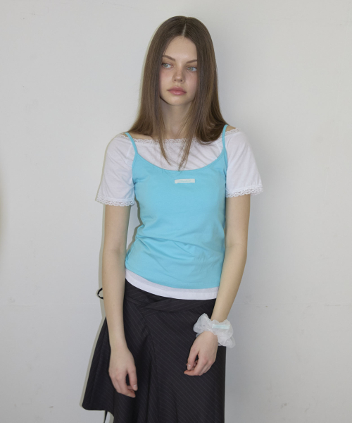 [2 PACK] Color Daily Strap Sleeveless & Embroidery Round Short Sleeve T-Shirt (9color)