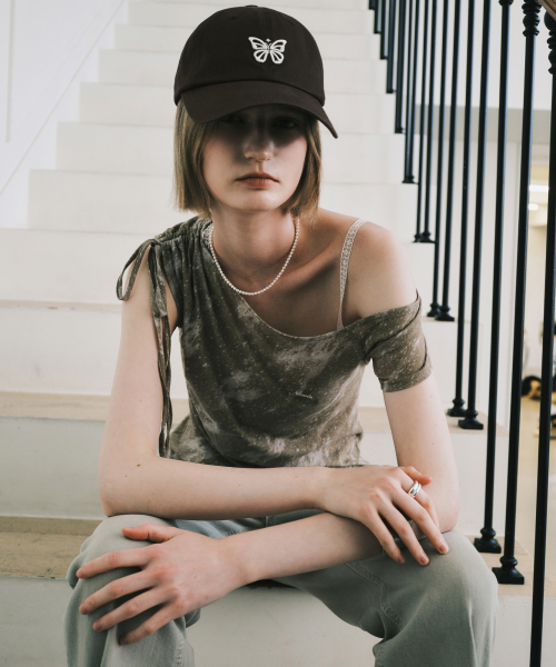 MINI BUTTERFLY BLINK BALL CAP_BROWN CREAM