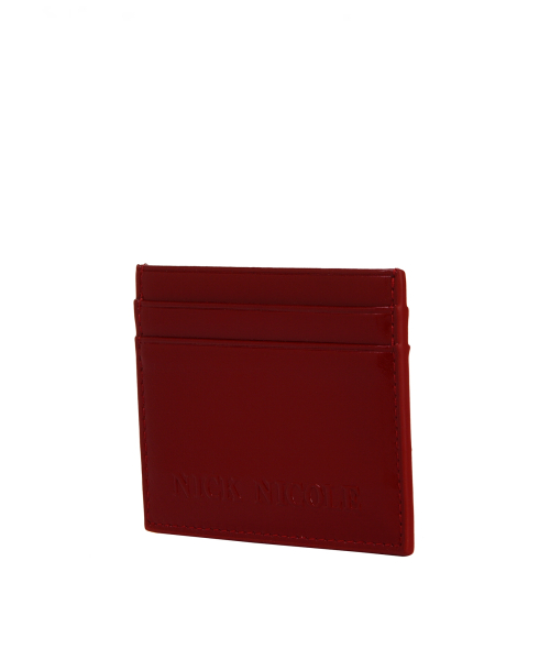 EMBOSSED LEATHER CARD WALLET_RED