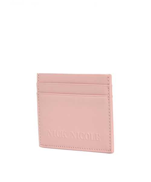 EMBOSSED LEATHER CARD WALLET_PINK