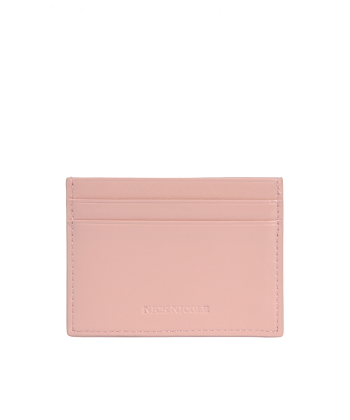 EMBOSSED LEATHER CARD WALLET_PINK