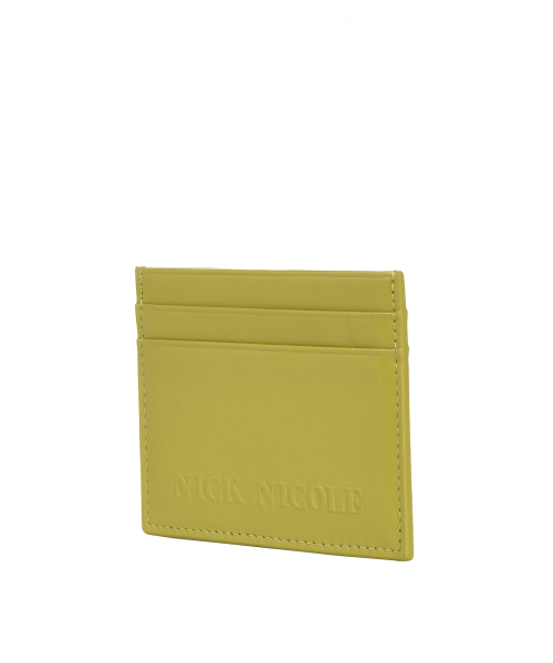 EMBOSSED LEATHER CARD WALLET_OLIVE