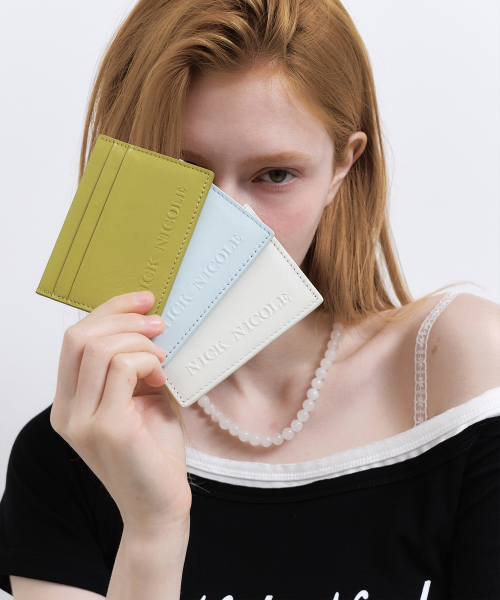 EMBOSSED LEATHER CARD WALLET_MINT