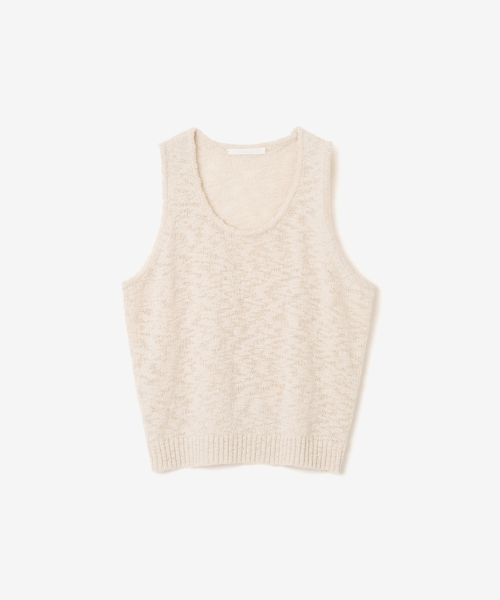 COTTON SLUB KNIT SLEEVELESS, ECRU