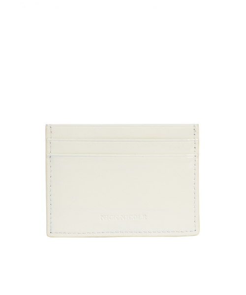 EMBOSSED LEATHER CARD WALLET_CREAM
