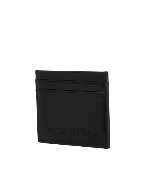 EMBOSSED LEATHER CARD WALLET_BLACK