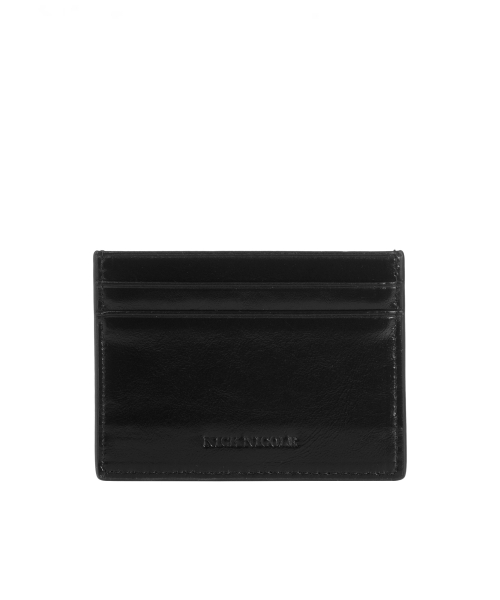 EMBOSSED LEATHER CARD WALLET_BLACK