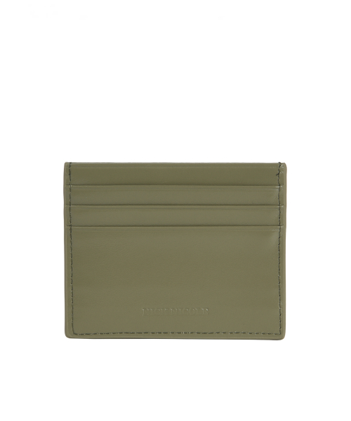 METAL RIVET LEATHER CARD WALLET_KHAKI