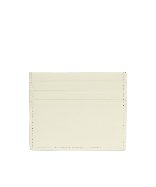 METAL RIVET LEATHER CARD WALLET_CREAM