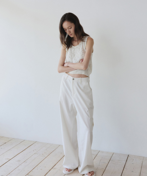 COTTON SLUB KNIT SLEEVELESS, IVORY