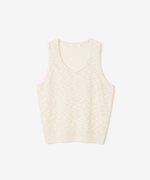 COTTON SLUB KNIT SLEEVELESS, IVORY