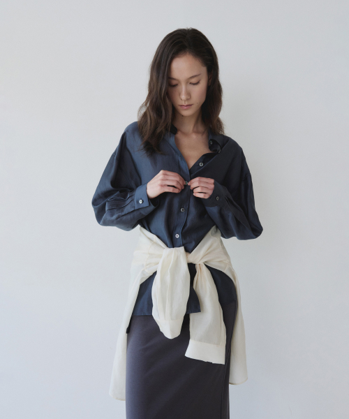 LIGHT VEIL WRAP SHIRT, CHARCOAL