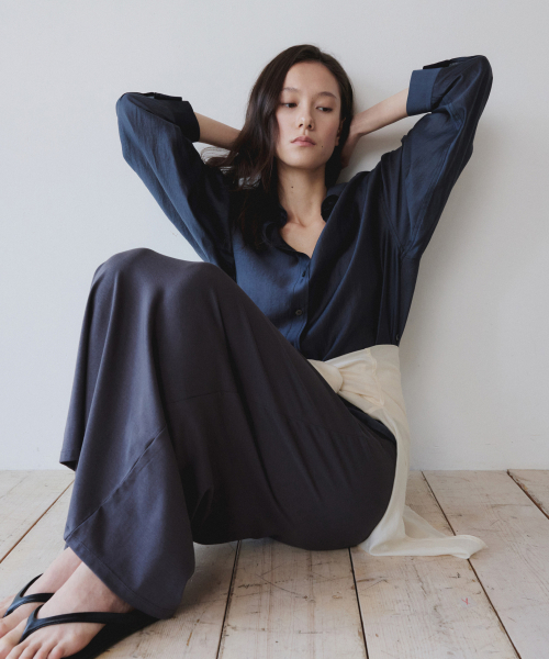 LIGHT VEIL WRAP SHIRT, CHARCOAL