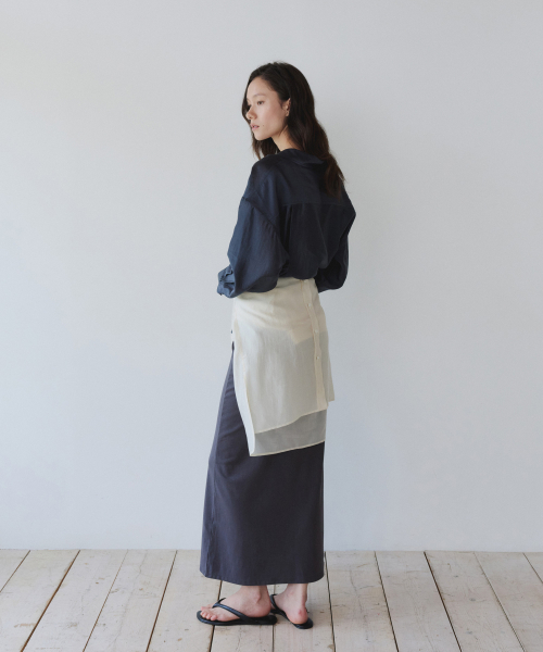 LIGHT VEIL WRAP SHIRT, CHARCOAL