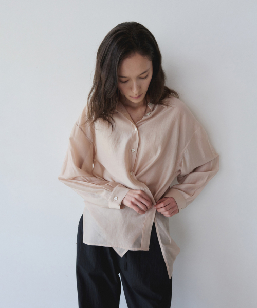 LIGHT VEIL WRAP SHIRT, SALMON