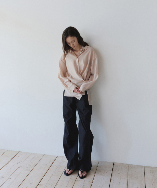 LIGHT VEIL WRAP SHIRT, SALMON