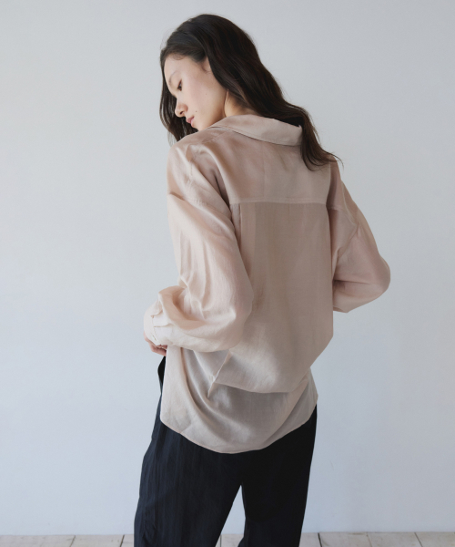 LIGHT VEIL WRAP SHIRT, SALMON