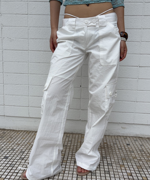 Ethan Pocket Cargo Pants (White)