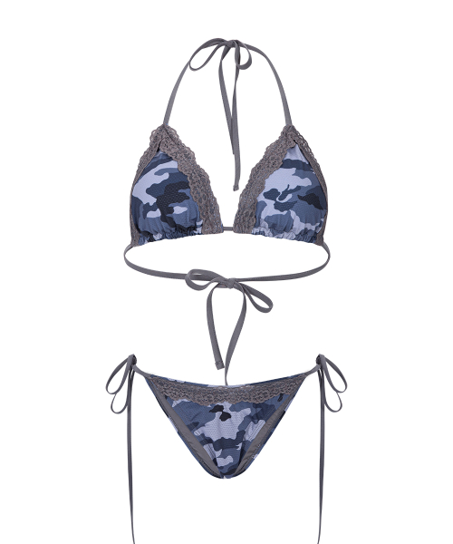 Nia Camo Lace Bikini (Lavender Grey)