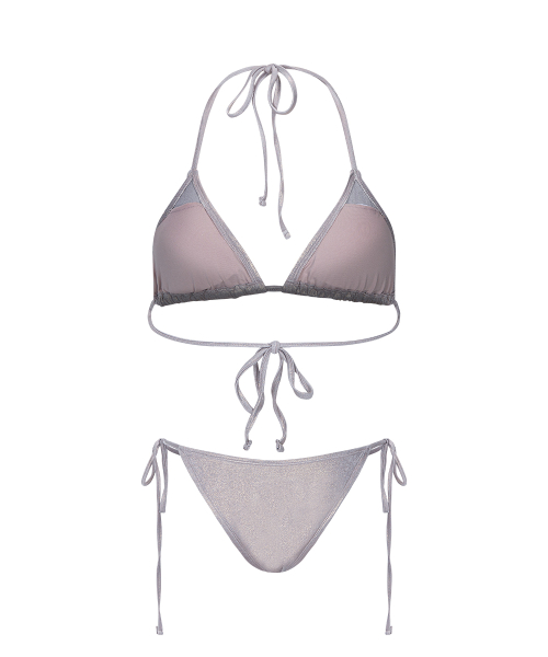 Belly Glossy Bikini (Silver Beige)