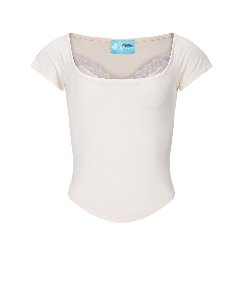 Mandy Lace Layered Short Sleeve Top (Lemon)