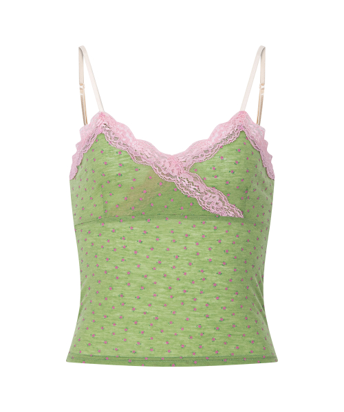 Flora Lace Sleeveless Top (Green)