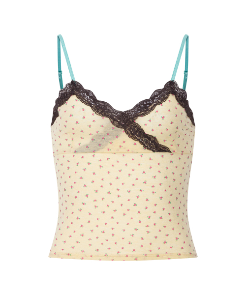 Flora Lace Sleeveless Top (Lemon)