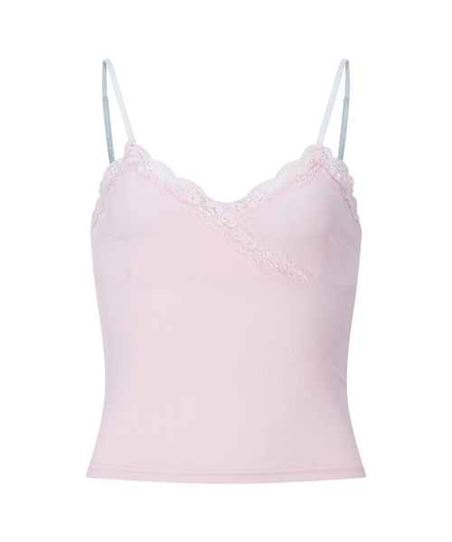 Flora Lace Sleeveless Top (Baby Pink)