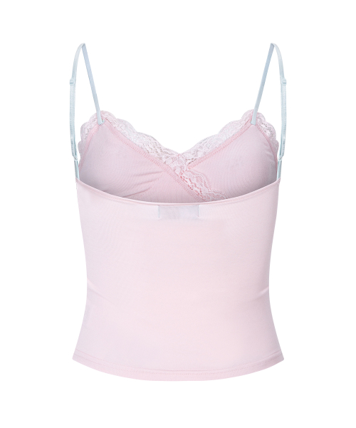 Flora Lace Sleeveless Top (Baby Pink)