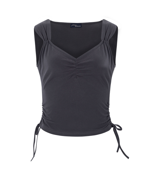 Mov Shirring Sleeveless Top (Charcoal)