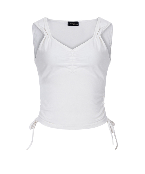 Mov Shirring Sleeveless Top (White)