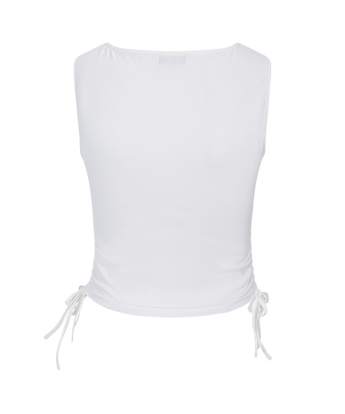 Mov Shirring Sleeveless Top (White)