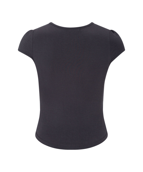 Bomi Shirring Short Sleeve Top (Charcoal)