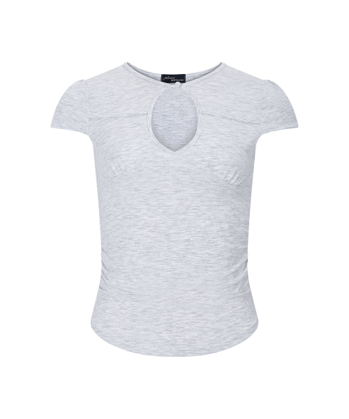 Bomi Shirring Short Sleeve Top (White Melange)