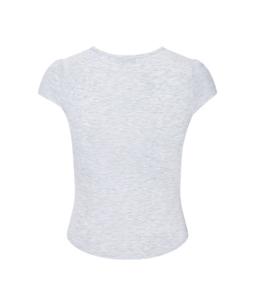 Bomi Shirring Short Sleeve Top (White Melange)
