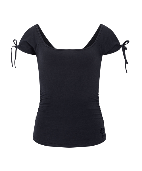 Vane Shirring Short Sleeve Top (Cool Charcoal)