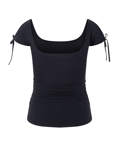 Vane Shirring Short Sleeve Top (Cool Charcoal)