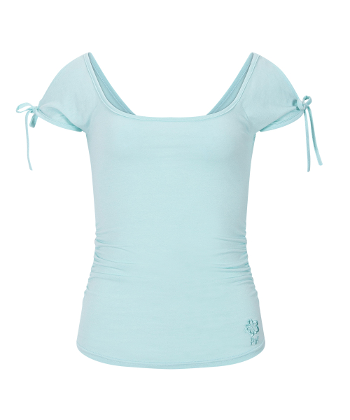 Vane Shirring Short Sleeve Top (Soda)