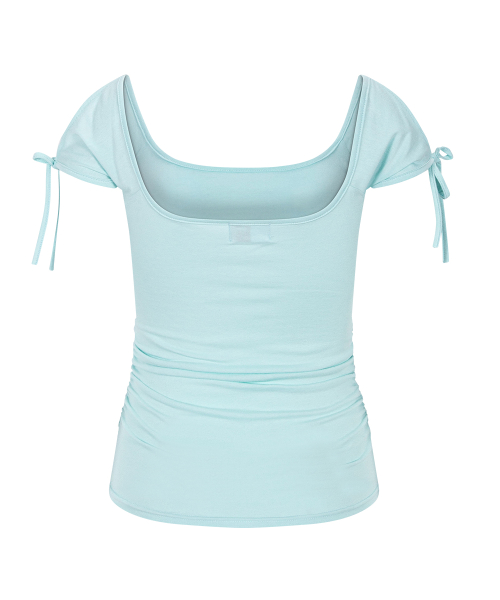 Vane Shirring Short Sleeve Top (Soda)