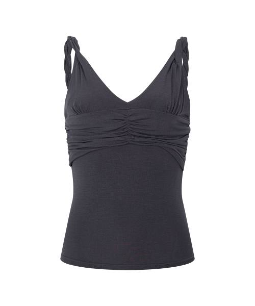 Shell Shirring Sleeveless Top (Charcoal)