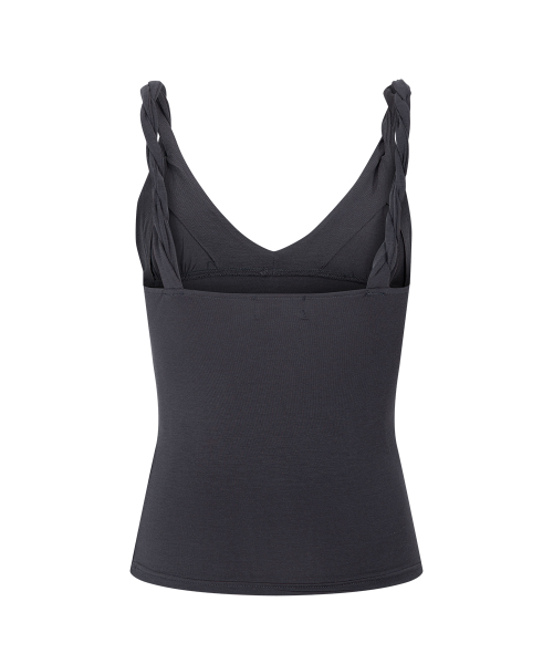Shell Shirring Sleeveless Top (Charcoal)