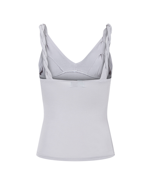 Shell Shirring Sleeveless Top (Light Grey)