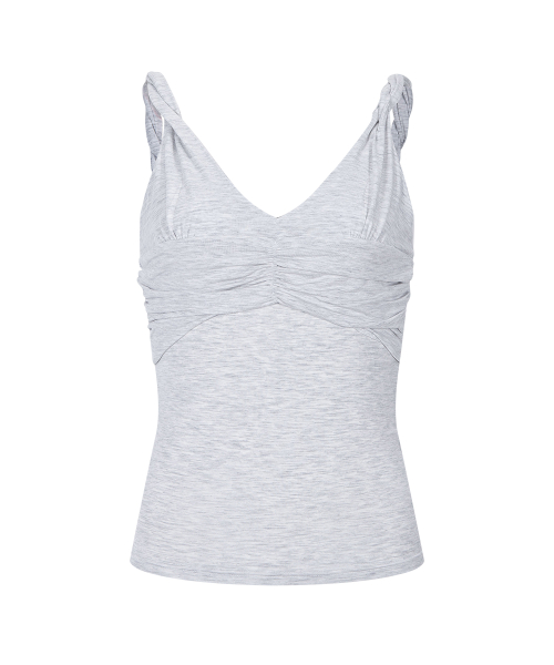 Shell Shirring Sleeveless Top (White Melange)