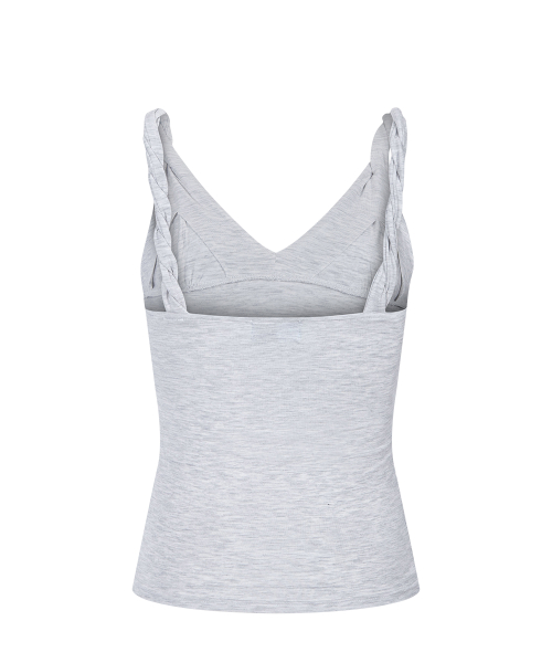 Shell Shirring Sleeveless Top (White Melange)